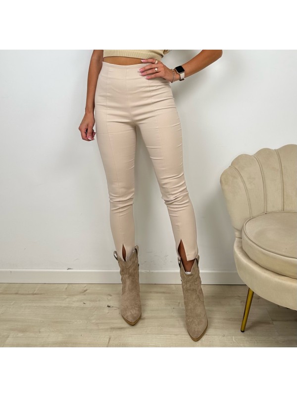 PANTALONE CON SPACCHETTI BEIGE