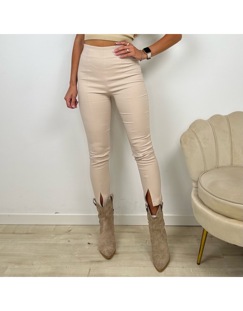 PANTALONE CON SPACCHETTI BEIGE