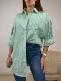 CAMICIA OVER RIGHE VERDE