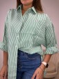 CAMICIA OVER RIGHE VERDE