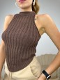 TOP CROP ROMBO MARRONE